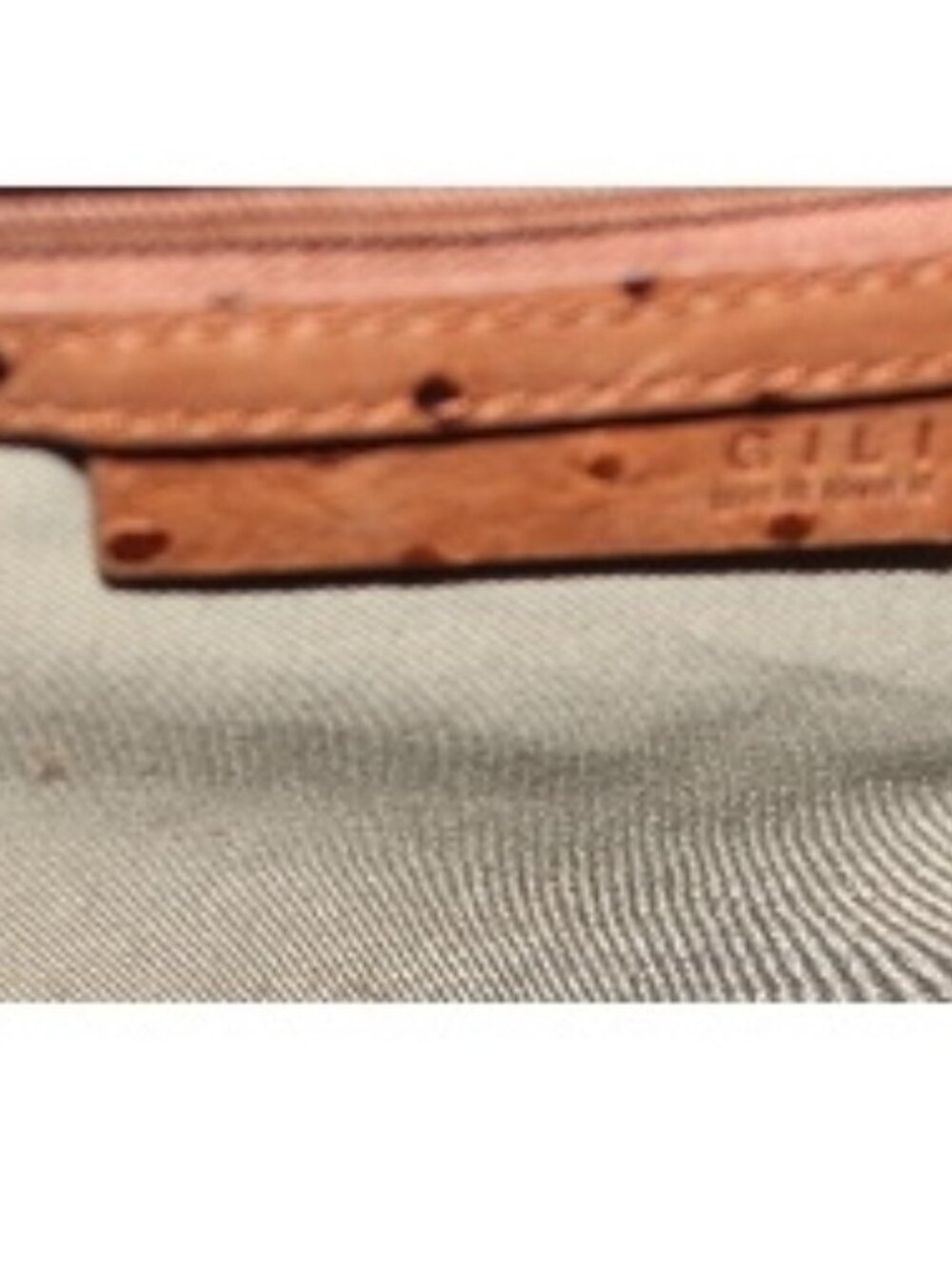 New $378 Gili G.I.L.I Cognac Ostrich Embossed Roma 2 Tote Shoulder Bag w Tassel - Picture 8 of 8